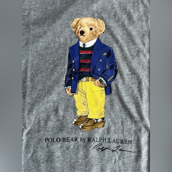 NWT Polo Ralph Lauren Bear Cotton T-Shirt Gray 2XL/2TG - Picture 2 of 4